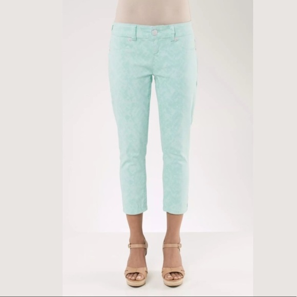 Seven7 | Cropped Pants Size 6 x 22 Mint Abstract - Picture 2 of 8